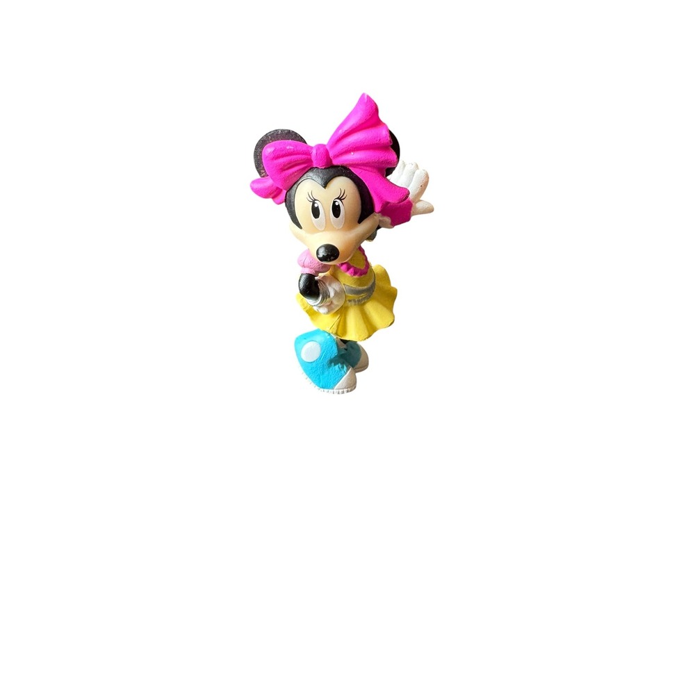 Disney Minnie‎ Mouse PVC Figure Toy Pink Bow Yellow Dress Blue Shoes Cake Topper